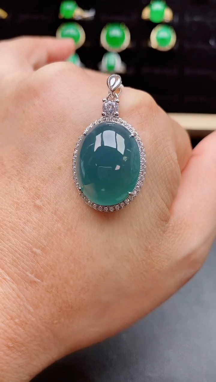 【闪购商品】翡翠吊坠(赠链)银S925镶嵌508005