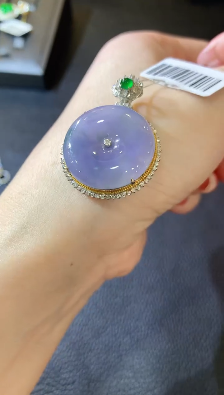 【闪购商品】翡翠吊坠(不含链)18K金镶嵌W114 紫货有一定色差