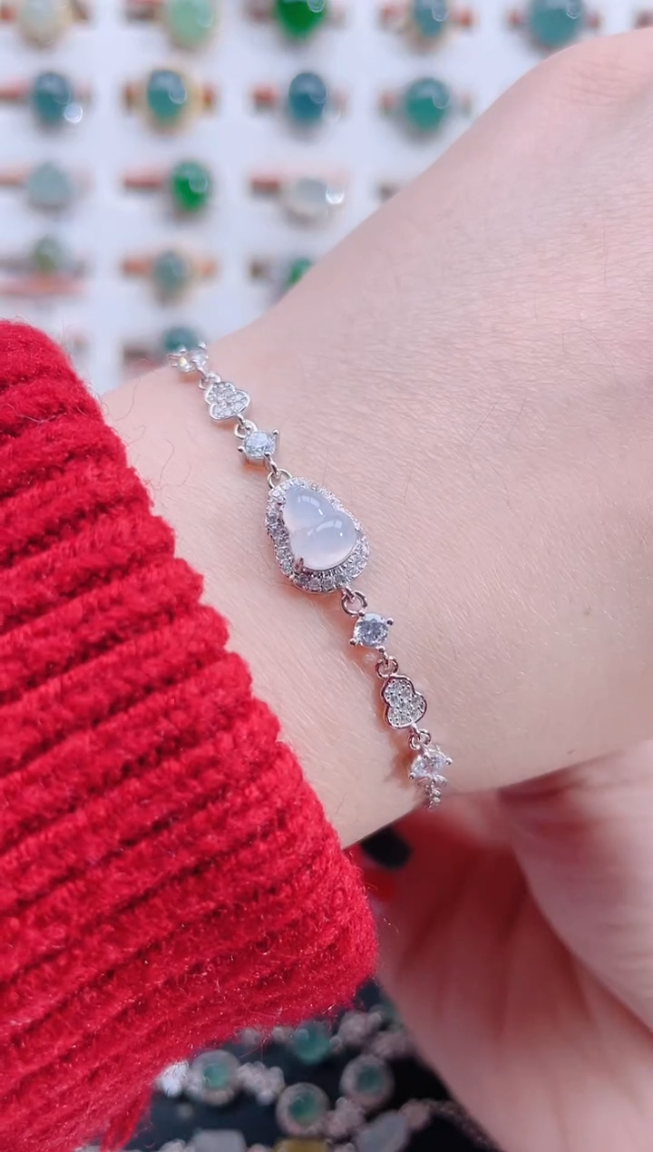 银S925镶嵌手链翡翠天然翡翠