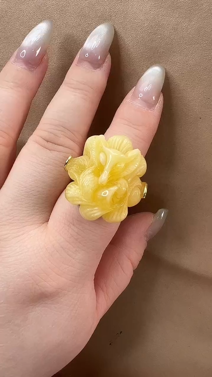琥珀颈饰未镶嵌戒指