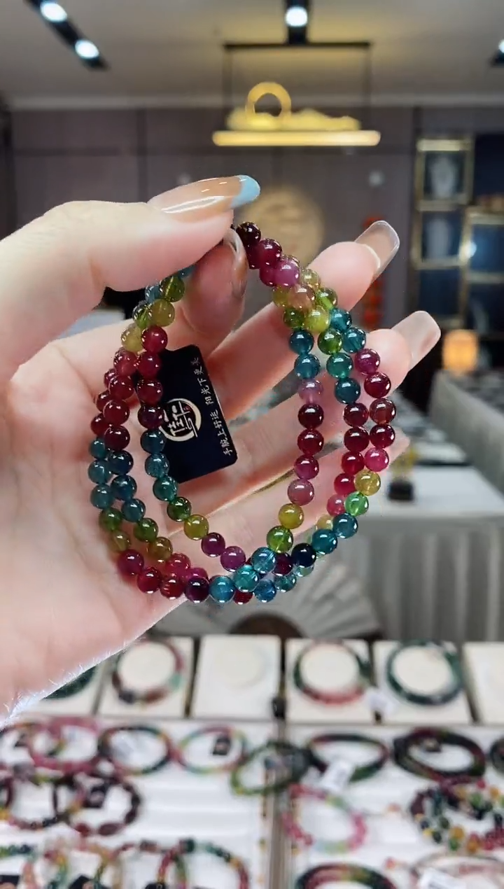 【闪购商品】碧玺三圈手串5mm+未镶嵌一物一证dan