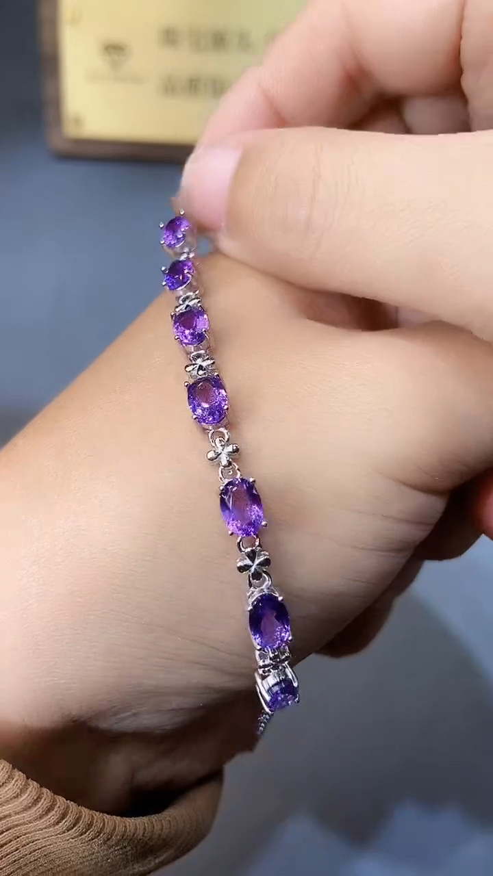 【闪购商品】紫晶手链银S925镶嵌3545