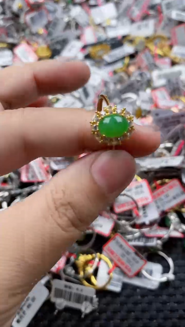 翡翠银S925镶嵌戒指5555---4