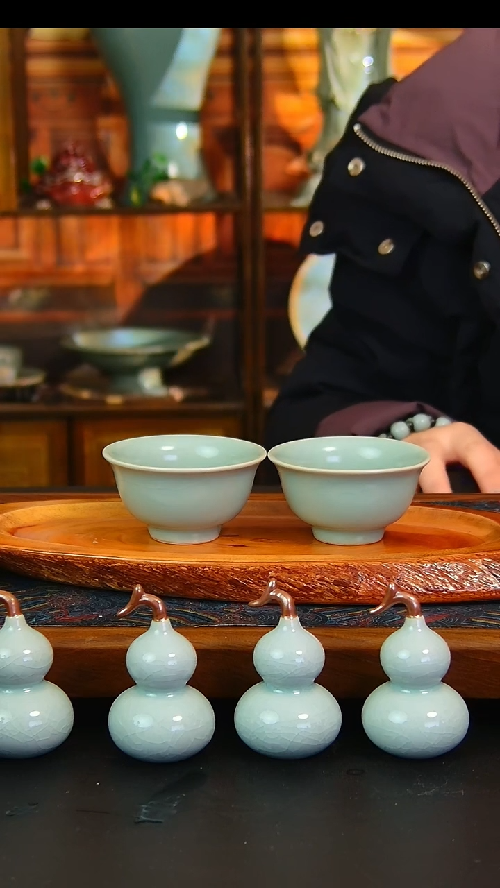 瓷片原矿汝瓷福利单杯一对