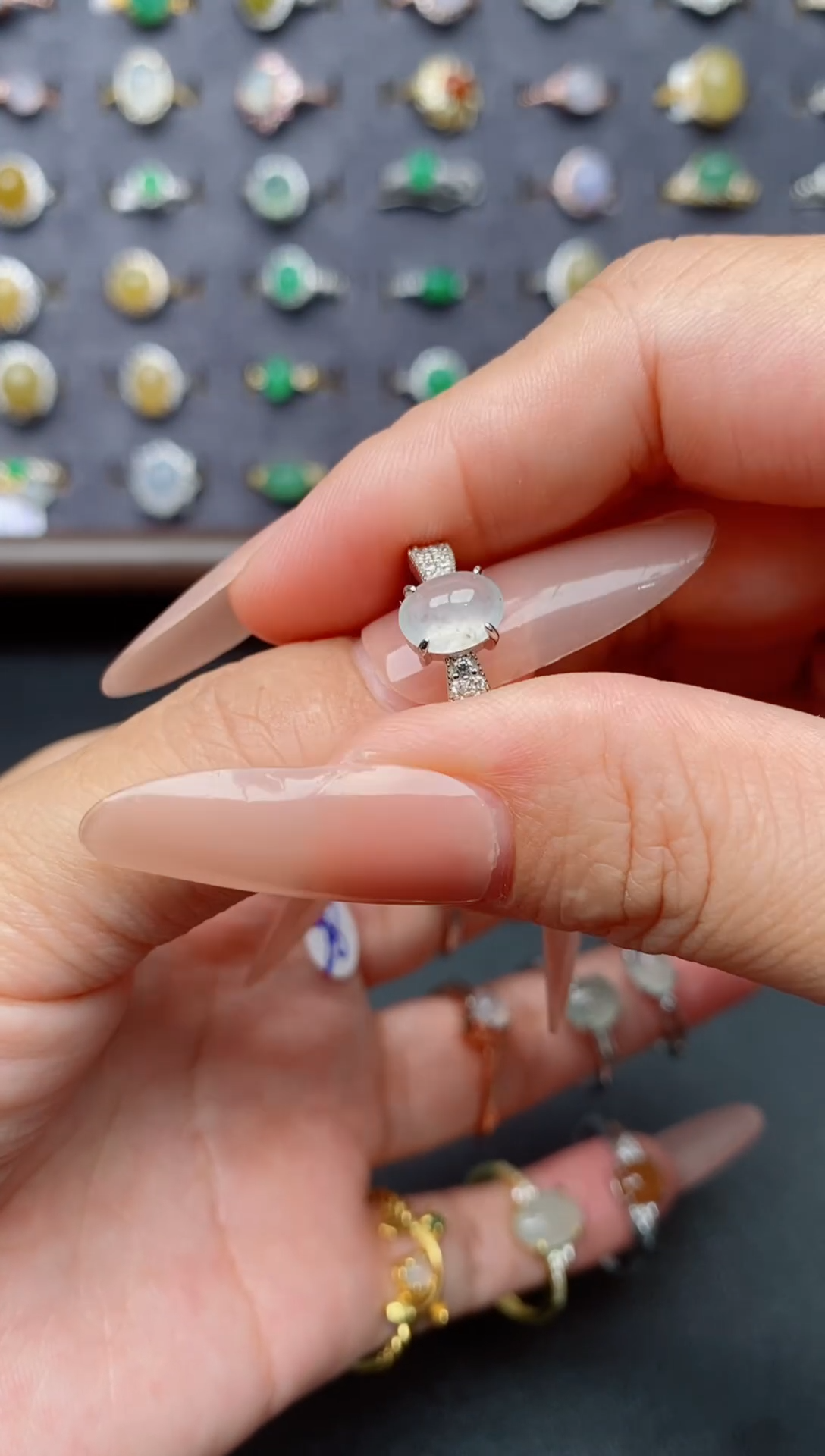 银S925镶嵌戒指翡翠天然翡翠A货111    1-