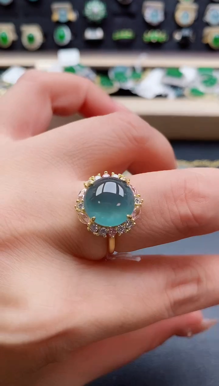 银S925镶嵌戒指翡翠1