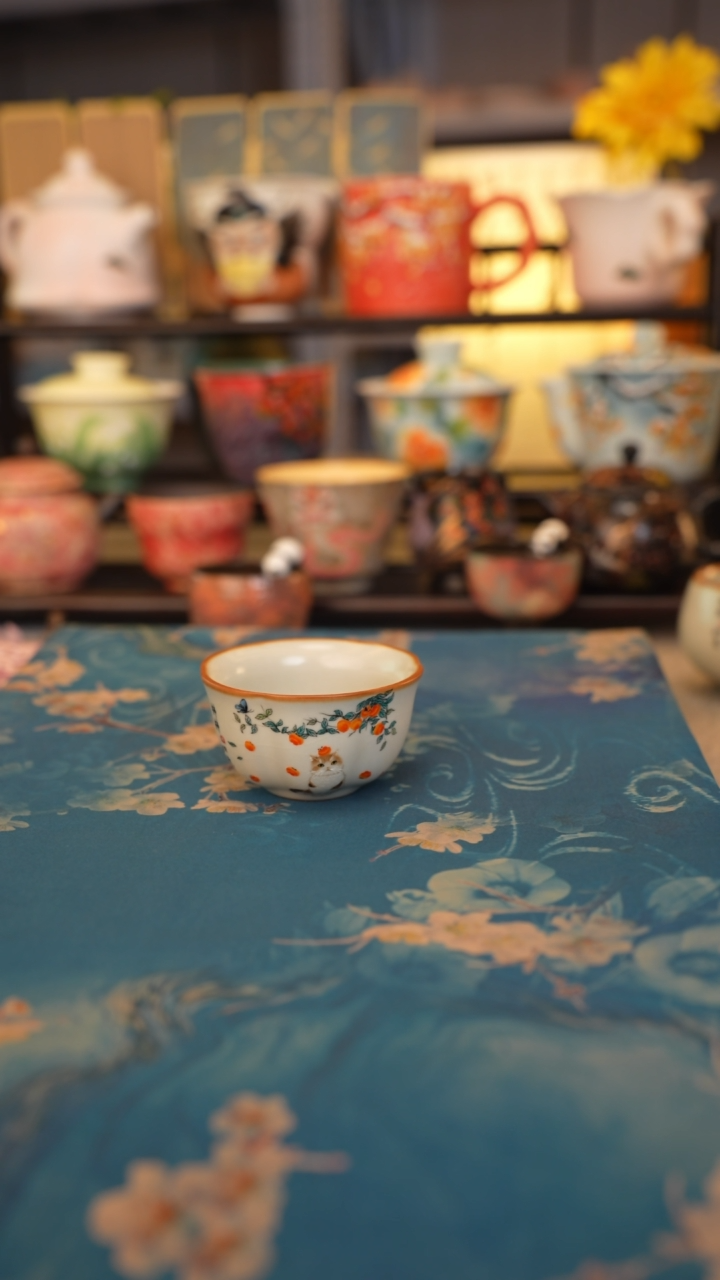 【闪购商品】直播间福利 事事喵花口杯 带开片不是裂纹