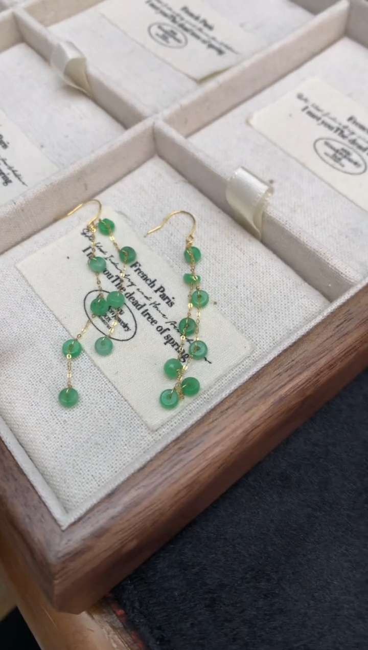 【闪购商品】翡翠耳饰18K金镶嵌耳钩