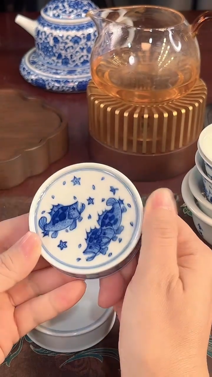 镹曰陶手工手绘柴窑茶具盖置