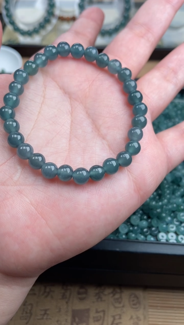 【闪购商品】翡翠手链未镶嵌多样性发货30颗卡6蓝钢