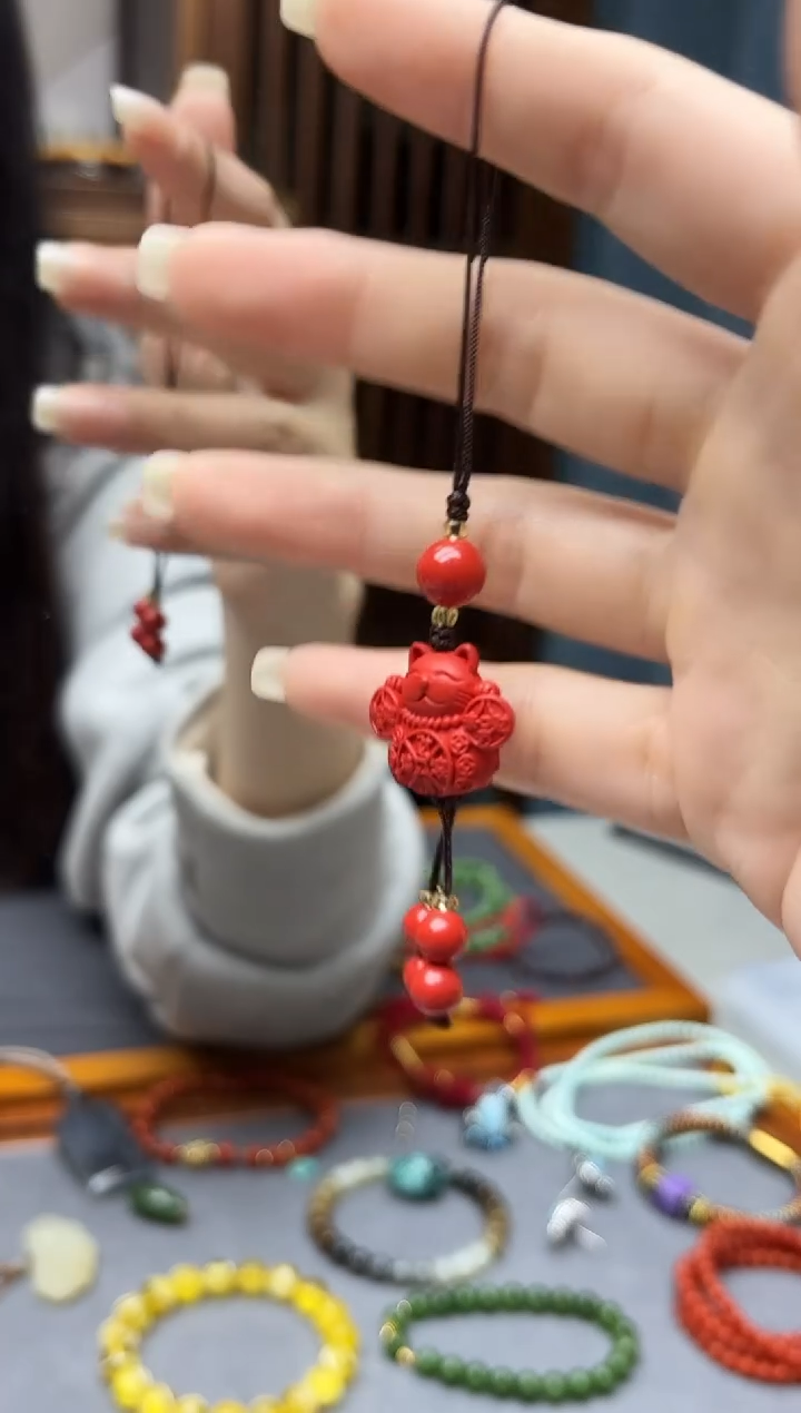 天然辰砂朱砂手机挂ZD