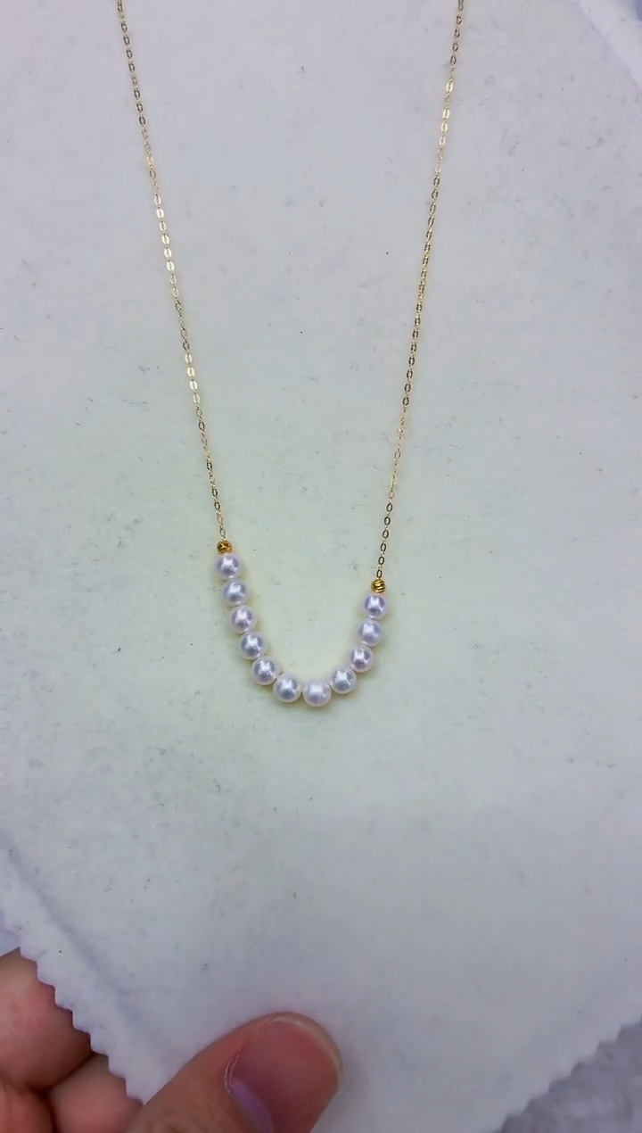 银S925镶嵌DA淡水珍珠微笑链4-5 a615