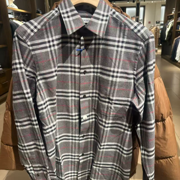 【奥地利直邮】BURBERRY/博柏利 男士细格纹法兰绒衬衫休闲