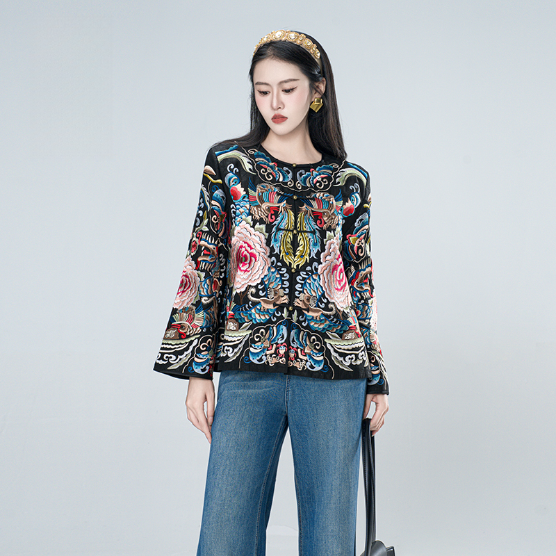 香云纱（睿泽）龟裂纹重工满绣国风中式民族风春款外套-50983