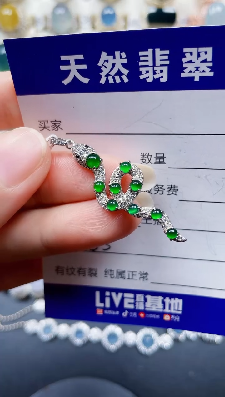 颈饰银S925镶嵌翡翠135