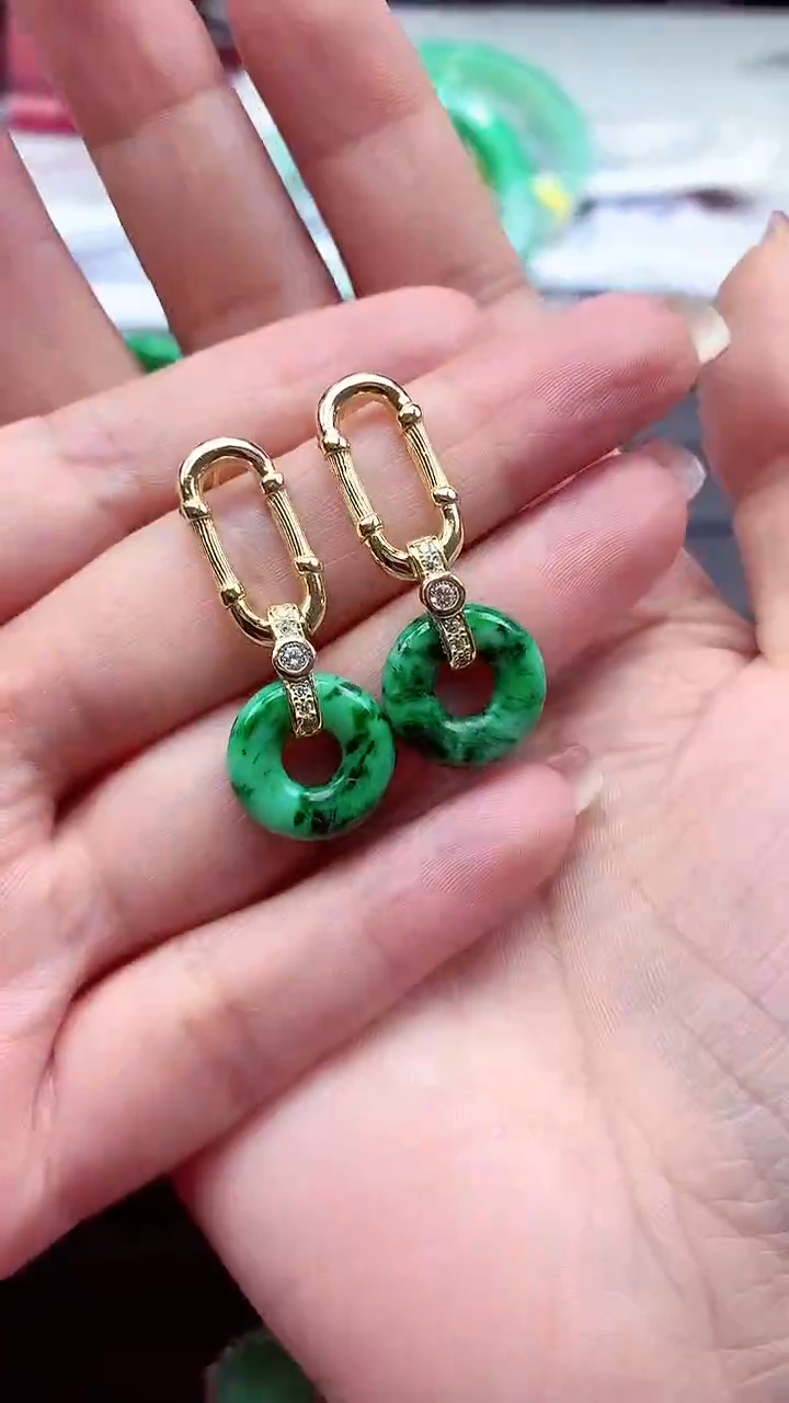 【闪购商品】翡翠耳饰银S925镶嵌耳饰