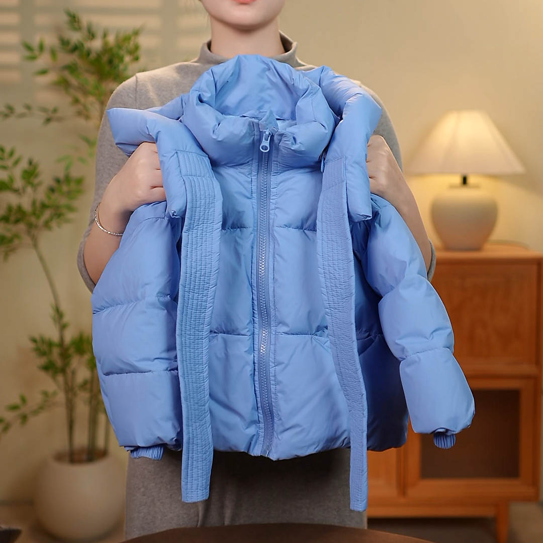 【小蓝鲸童品】2025新款蓝色加厚连帽潮版百搭女童男童羽绒服外套