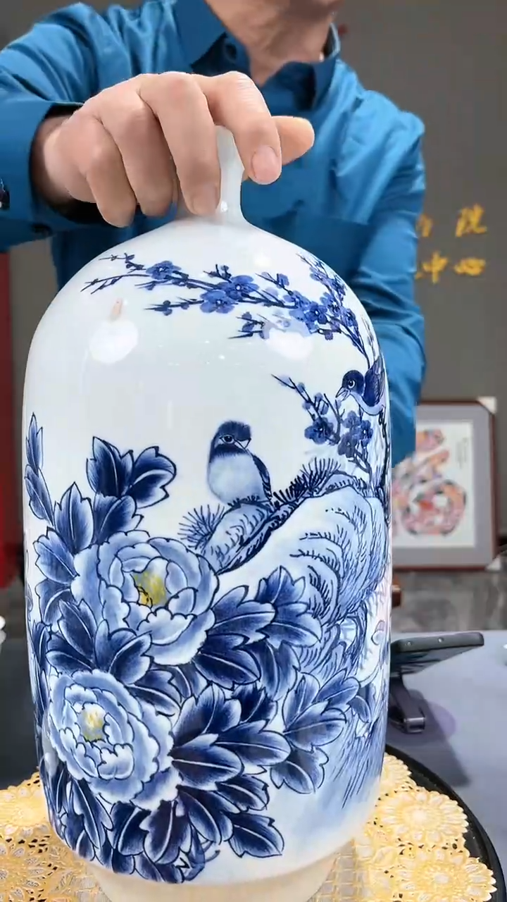 【闪购商品】官窑瓷画院205官窑瓷画院花鸟赏瓶