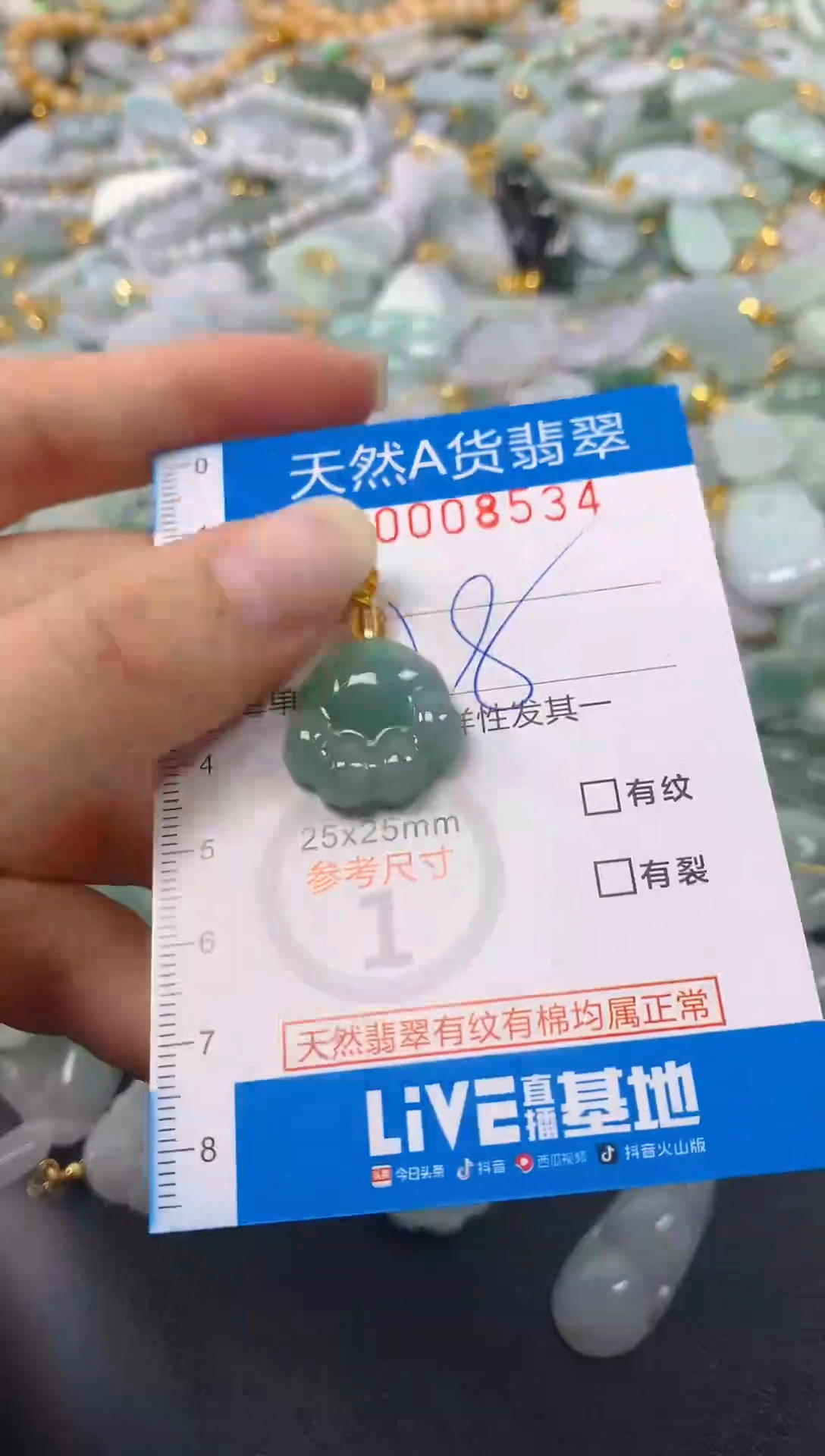 颈饰未镶嵌翡翠净货挂件-8534