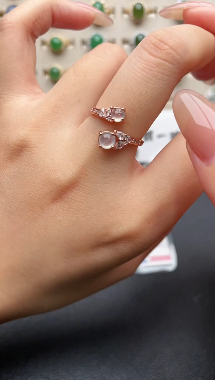 银S925镶嵌戒指翡翠一物一证一礼盒