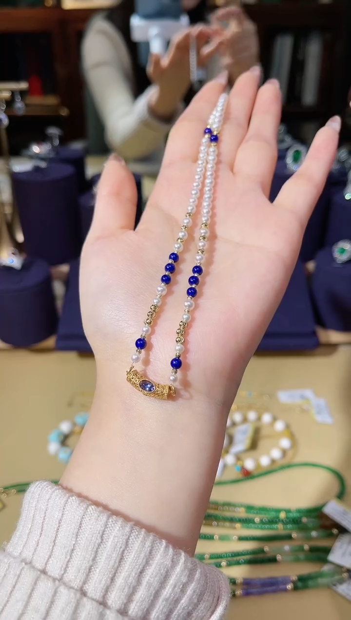 【闪购商品】淡水珍珠颈饰18K金镶嵌珍珠项链