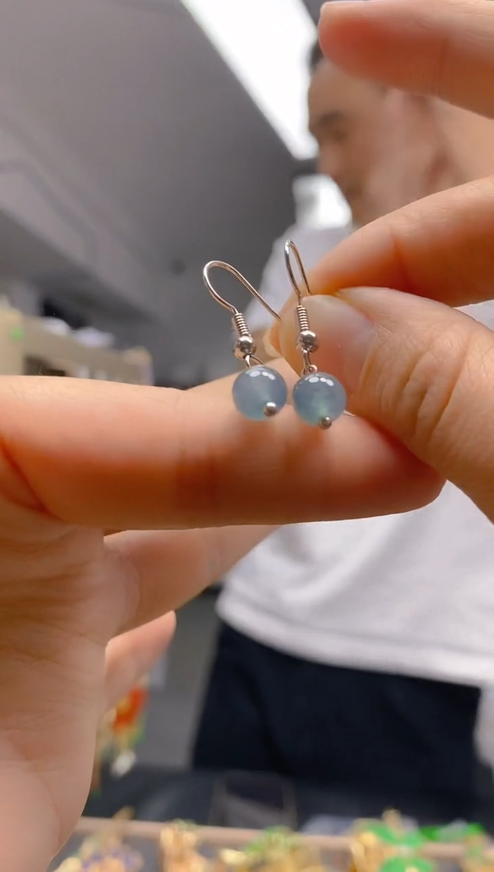 【闪购商品】翡翠耳饰银S925镶嵌0106翡翠耳钩