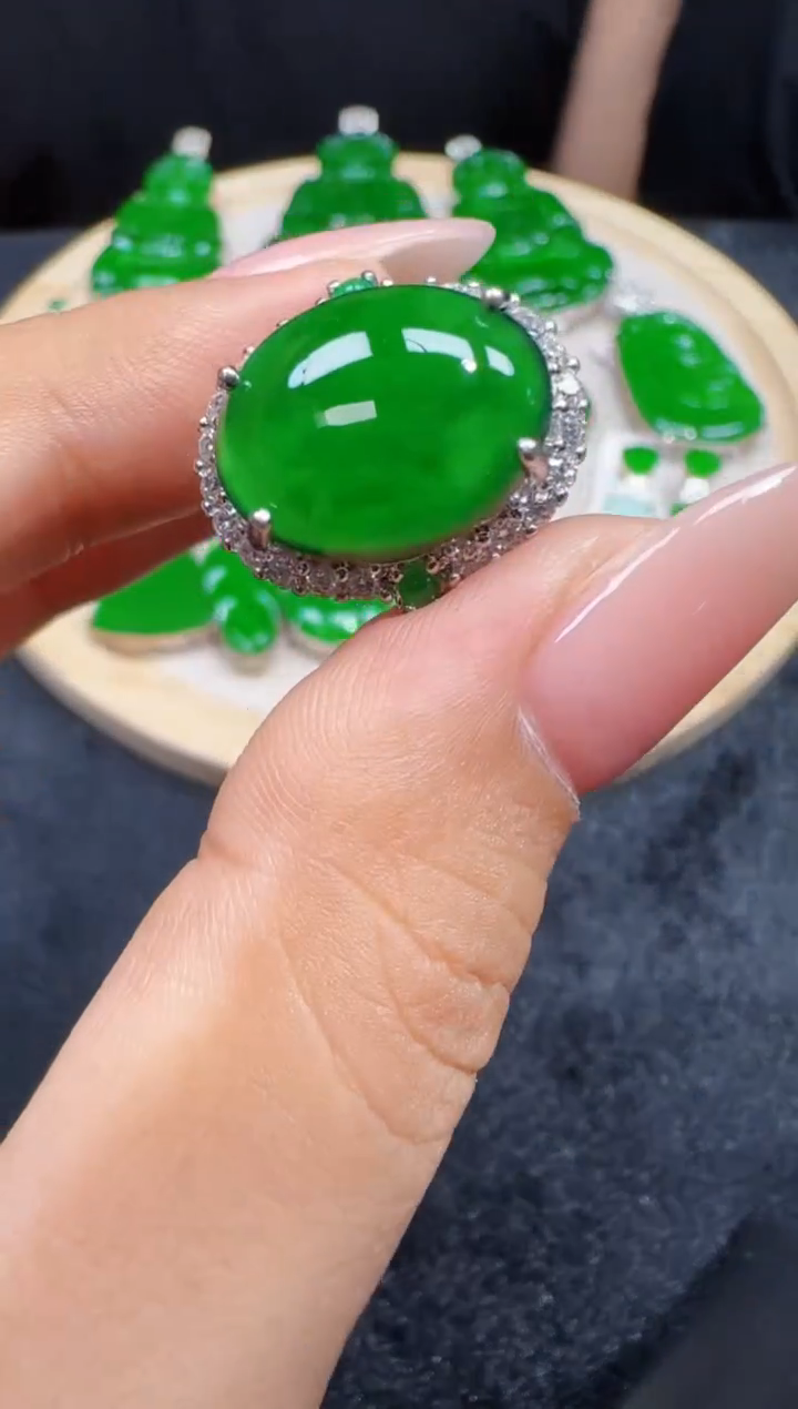 未镶嵌定制翡翠翡翠戒指27