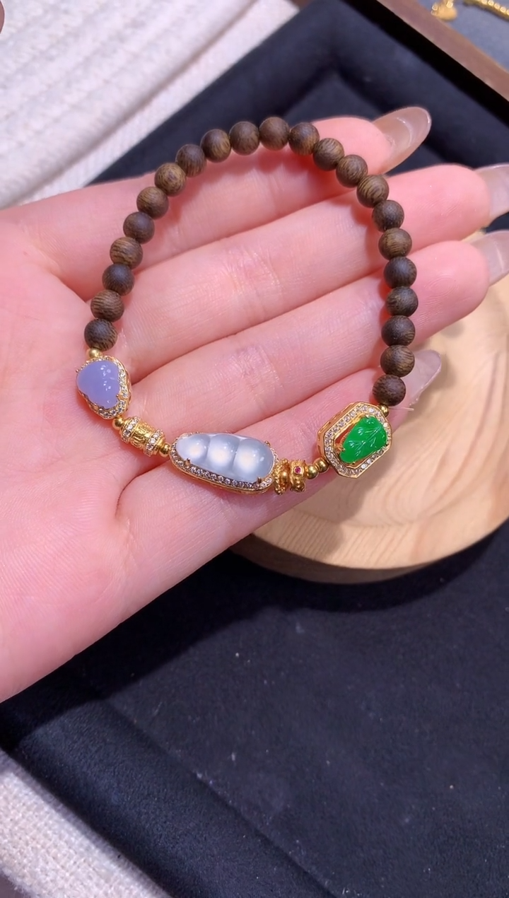 银S925镶嵌手串翡翠手串