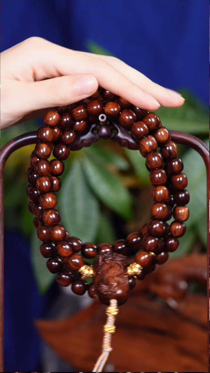 手串/手链黄花梨/降香黄檀老料紫油梨顺纹大黑线1.0*108