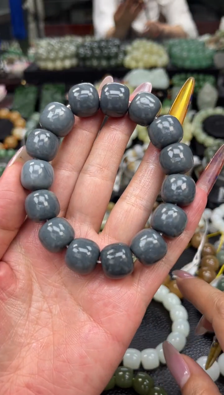 手串未镶嵌和田玉新疆聚墨青花卡16