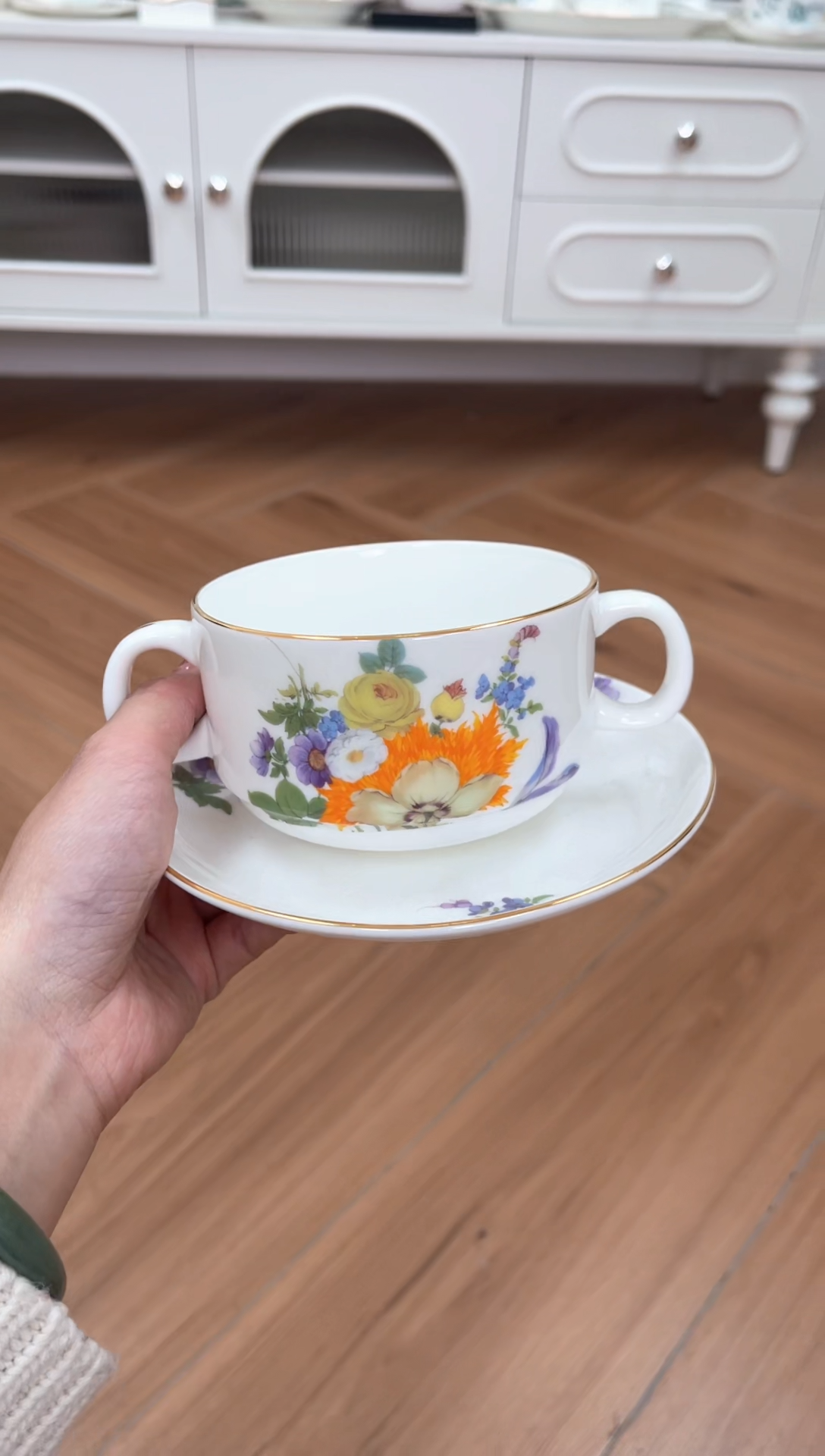 【闪购商品】碗繁花高骨骨瓷双耳碗