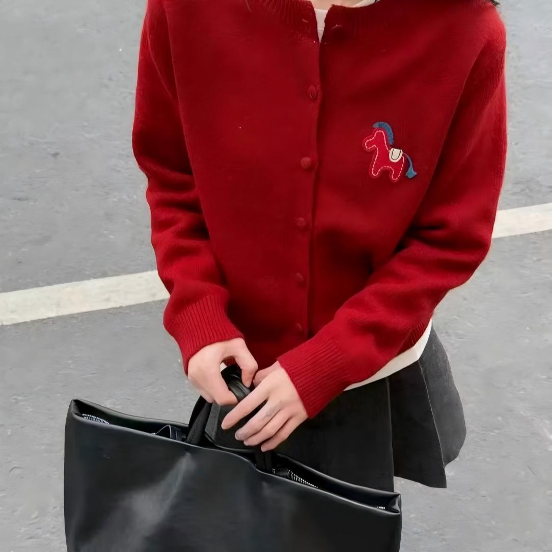 G【马上有钱花】2026年时尚百搭长袖针织女秋冬新款气质开衫