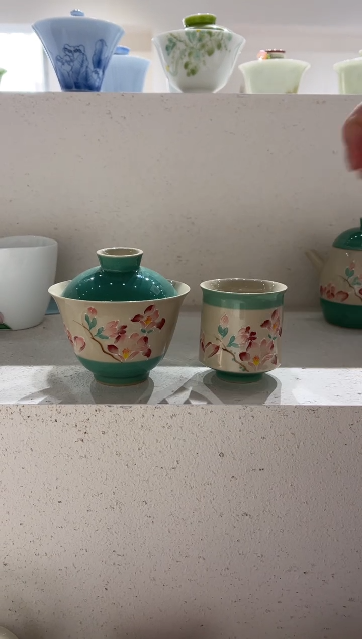 【闪购商品】明知山志 戴青玉兰 盖碗+茶杯