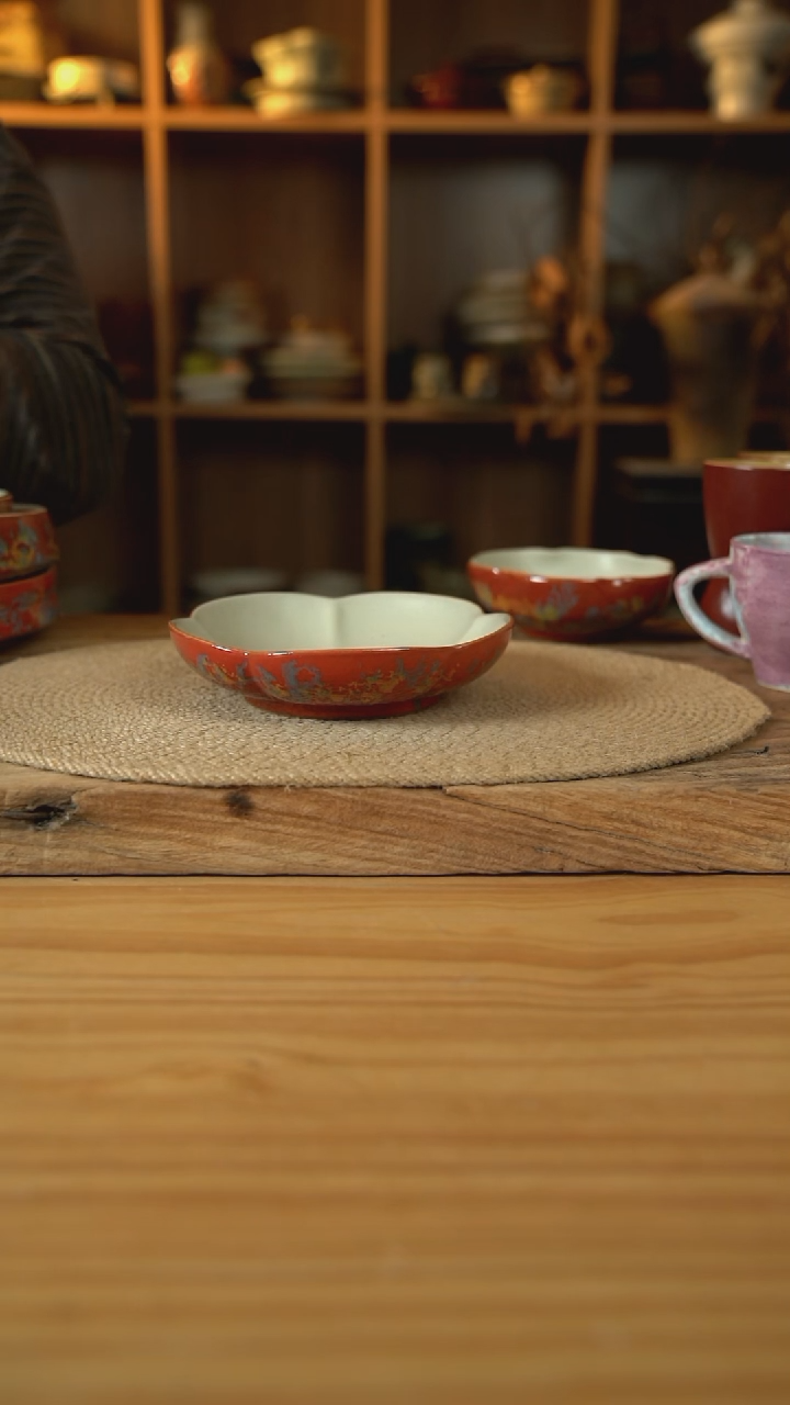 敦煌点彩系列的6英寸五边花口盘1个