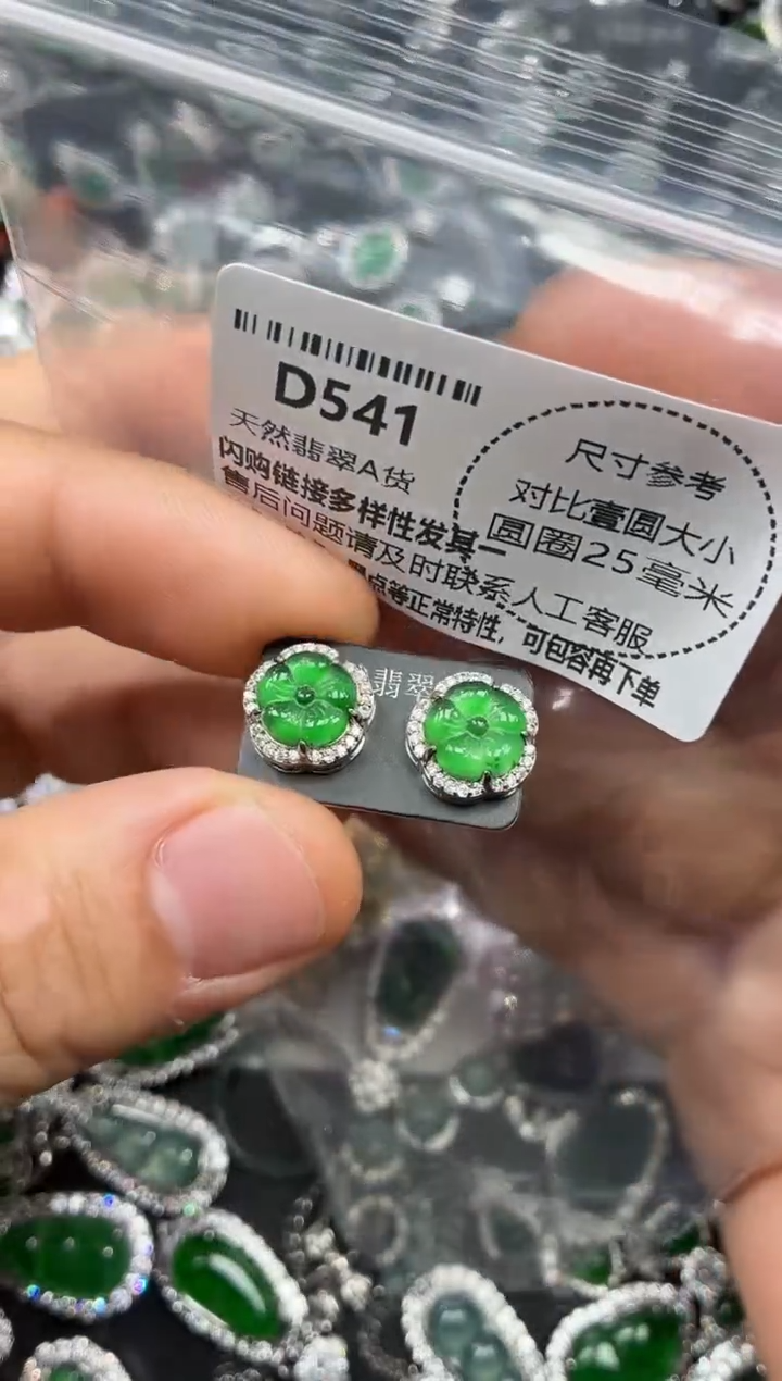 颈饰未镶嵌翡翠D541耳钉