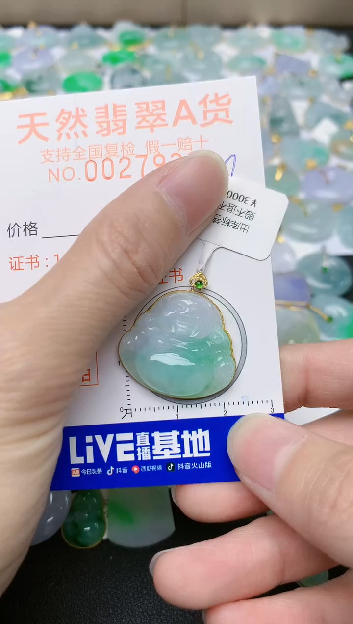 【闪购商品】翡翠颈饰18K金镶嵌天然缅甸A货翡翠