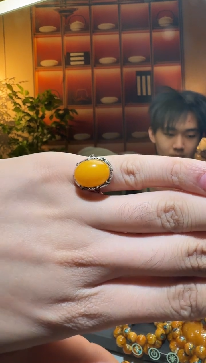 蜜蜡颈饰银S925镶嵌5476天然蜜蜡珠宝奇石