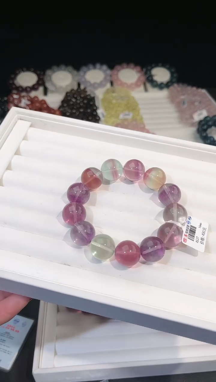 【闪购商品】萤石手链未镶嵌多样性发一彩萤石16mm