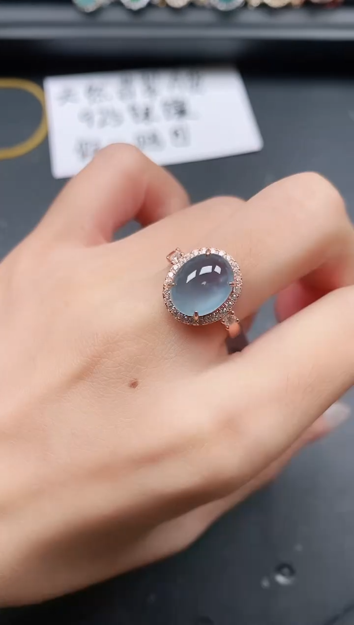 翡翠戒指银S925镶嵌11111