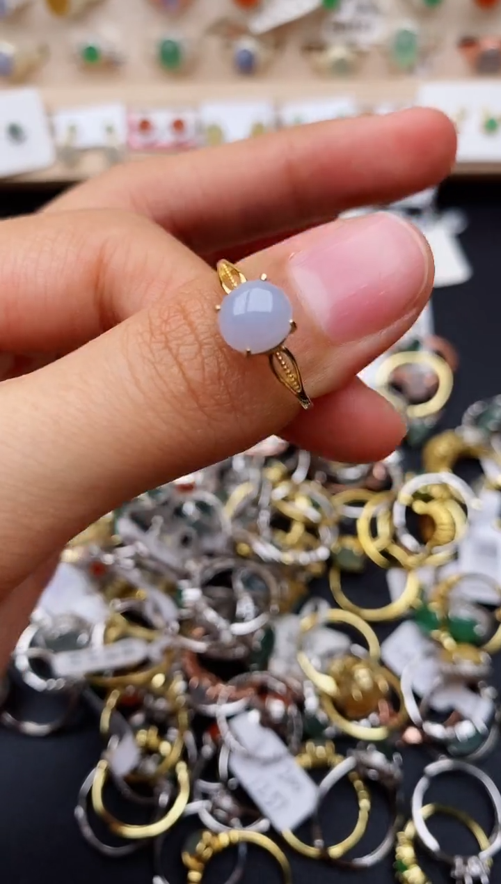【闪购商品】翡翠戒指银S925镶嵌缅甸翡翠