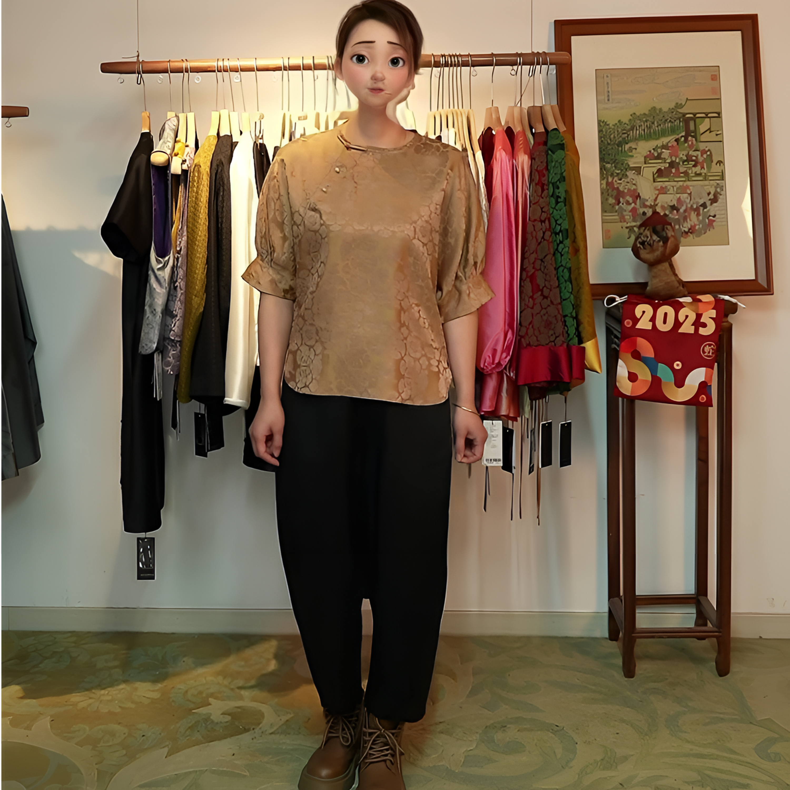 斜纹设计师高腰宽松收腿显瘦时尚镰刀裤锥子裤休闲哈伦裤 H992056