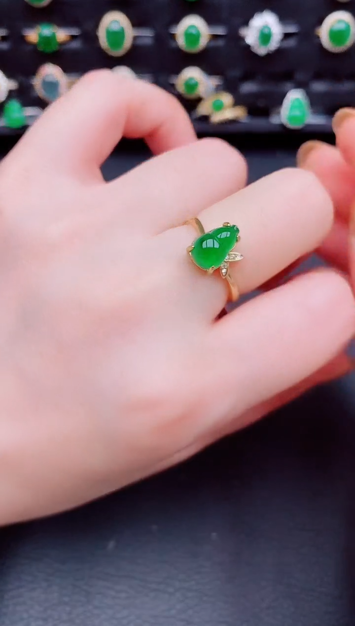 【闪购商品】翡翠戒指银S925镶嵌天然a货翡翠78