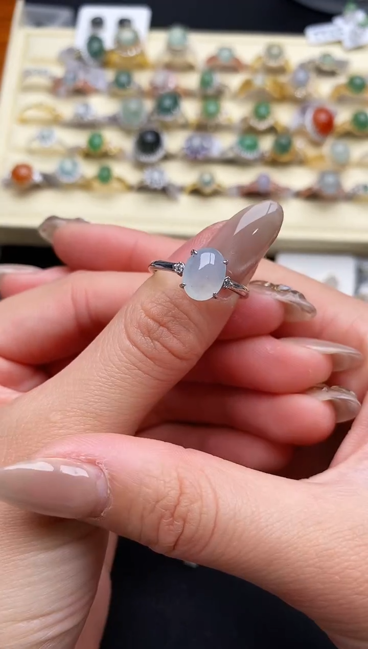 【闪购商品】翡翠戒指银S925镶嵌44444444+2