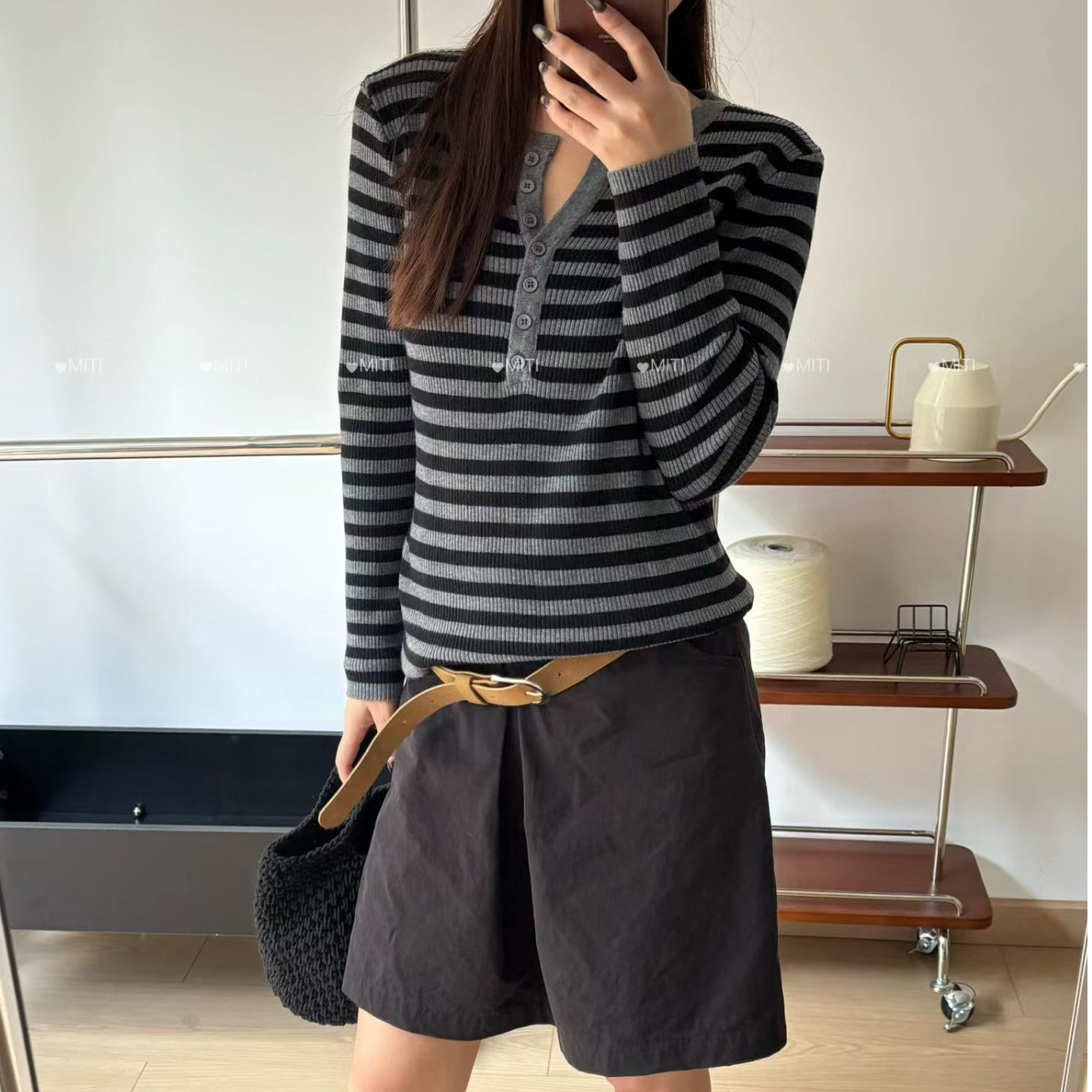 半开领长袖针织衫女秋冬季韩系修身显瘦打底上衣