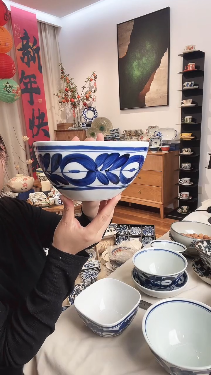 【闪购商品】不退换 慎拍 手绘蓝海草17厘米大方碗