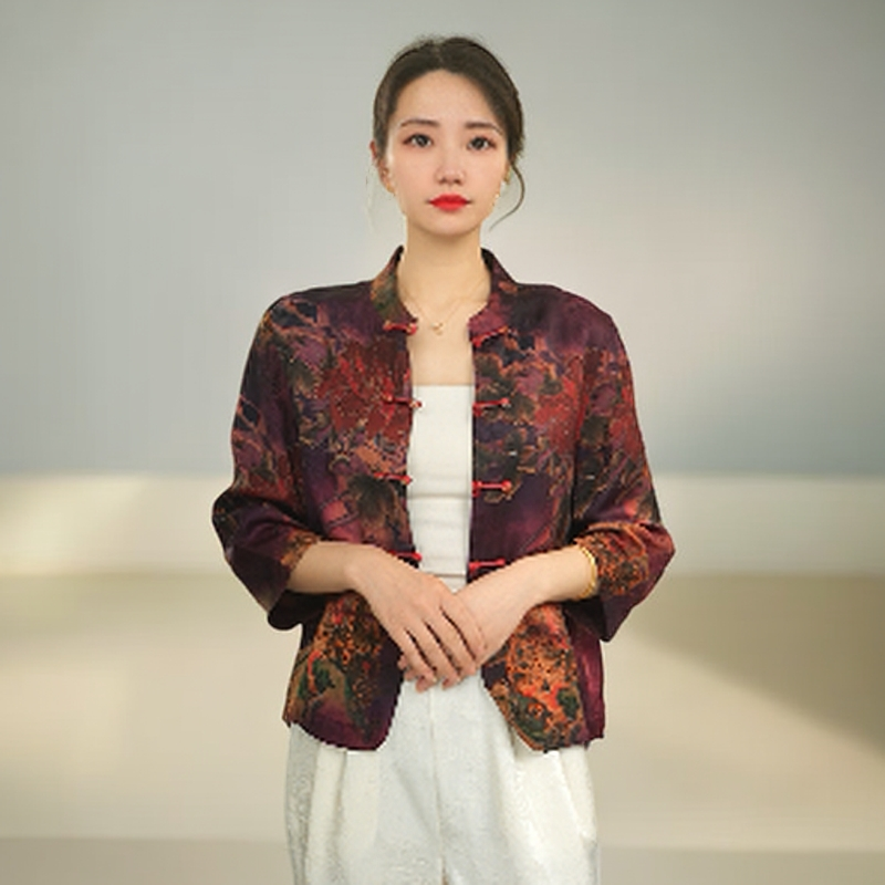 【雍容华贵】气质中国风时尚上衣中袖女装夏季提花开衫中式外套