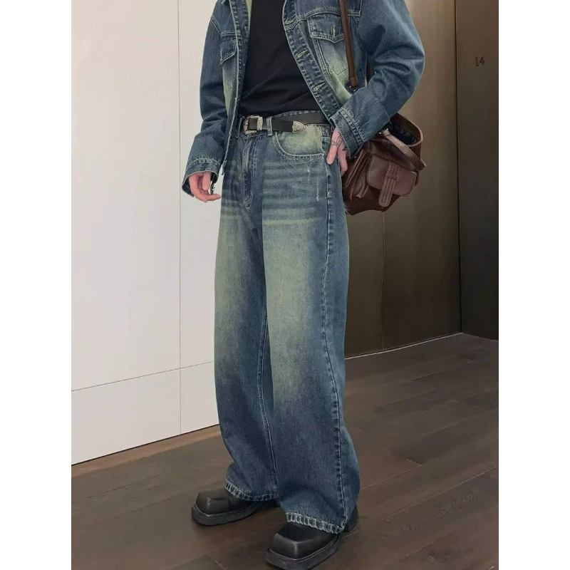 309-399（古着）孤品 复古牛仔标准宽松型厚款做旧秋冬季