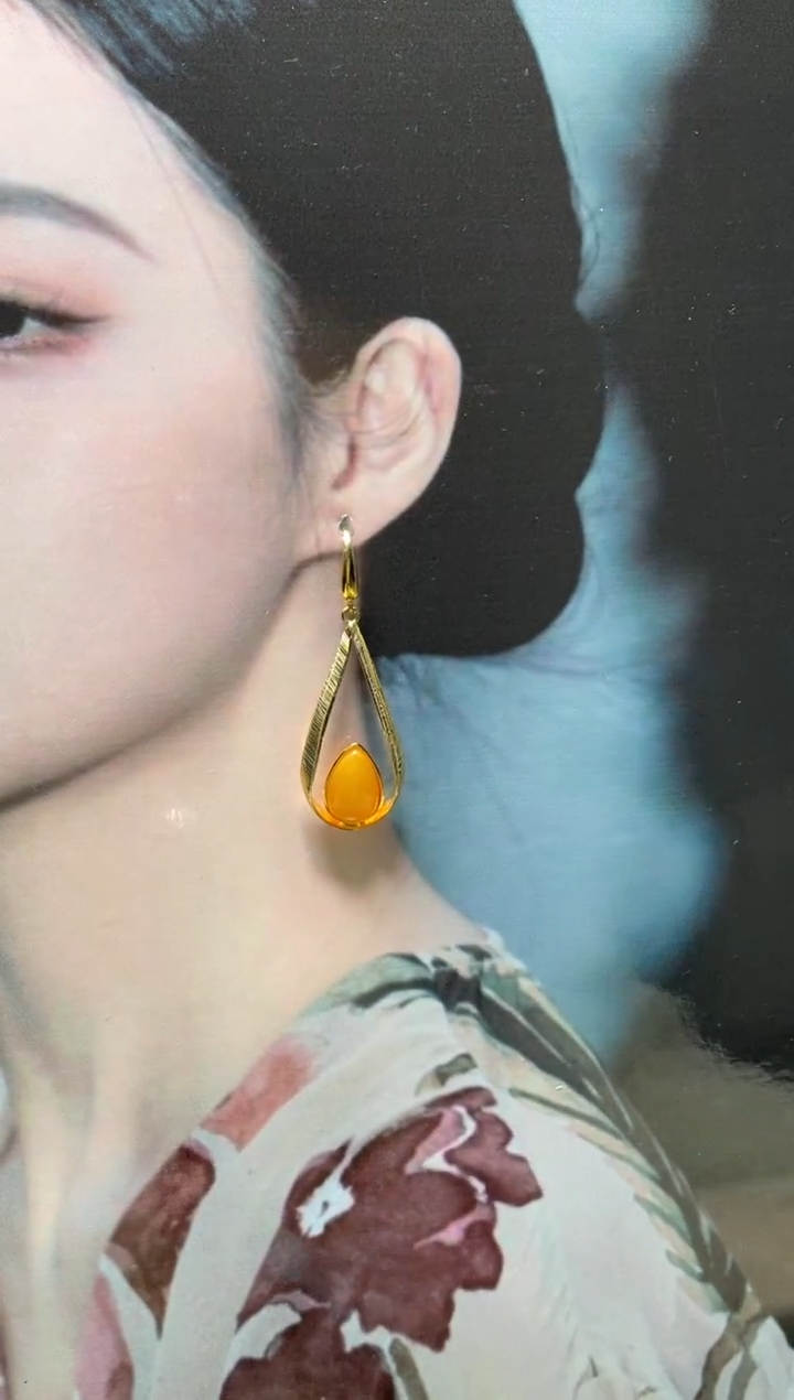 【闪购商品】蜜蜡耳饰银S925镶嵌0074