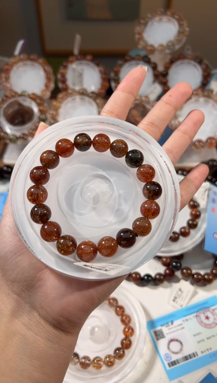 水晶手串未镶嵌黑金超七11+