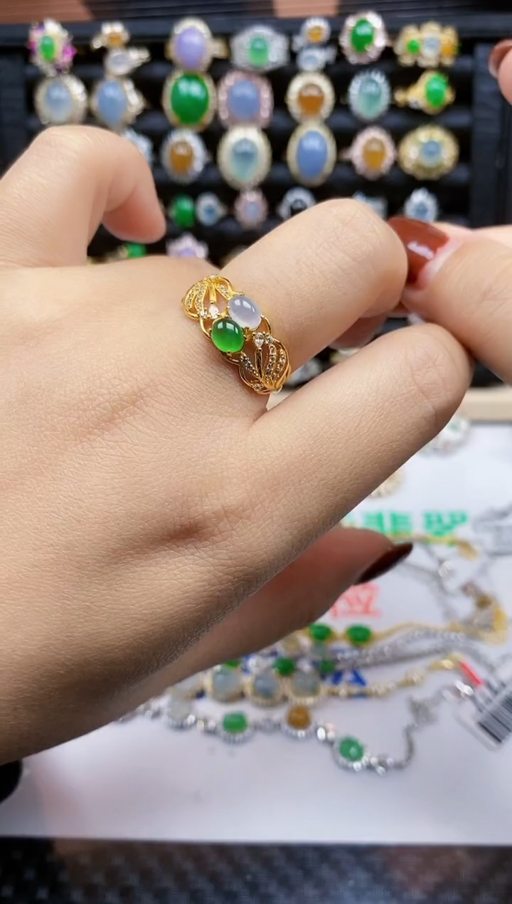 银S925镶嵌戒指翡翠346